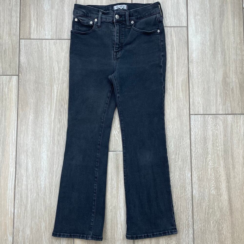 Madewell Cali Demi Boot Jeans Womens 29 Washed Black High Rise Flare Denim